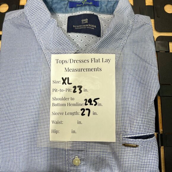 Scotch & Soda Shirt Men Extra Large Blue Striped Button Up Long Sleeve Amsterdam - Picture 9 of 9